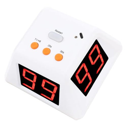 4 Sided Countdown Timer, 1.4 Inch Digits LED Screen Preset Time Table Game Timer Chess Timer Countdown Stopwatch for Chess Table Game (White) - color: White