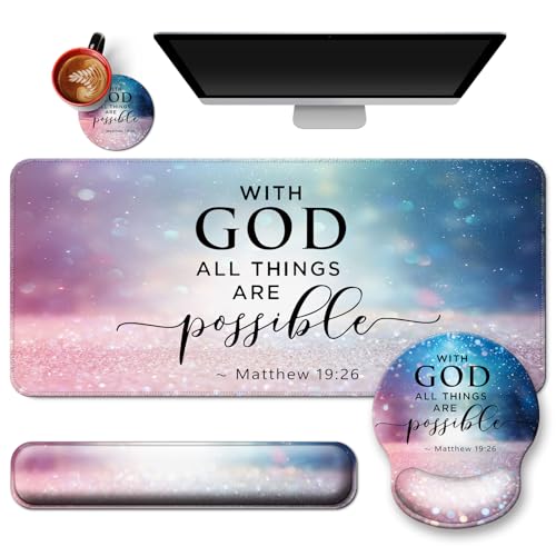 4 in 1 Mouse Pad Set with Wrist Rest for Keyboard,Desk Mat,Coaster-Sky | Desk Matt for Desktop Cute Ergonomic Keyboard Pad Support For Gaming Computer Women Office Home Decor - color: A5-Glitter Night Sky