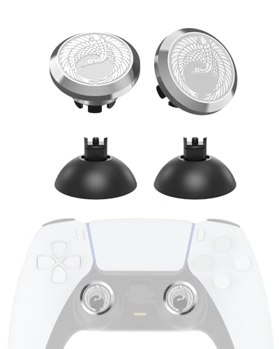 KD.FLY Metal Thumbsticks for PS5 Controller Joystick Replacement, Thumb Sticks for PS4 Controller, Custom Thumb Grips for Switch Pro Controller, 2 Joystick, 2 Thumbstick Base, Flying Crane - color: Flying Crane