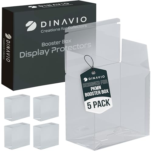 Plastic PKMN Booster Box Protector 5 Pack - Booster Box Case Display Protectors - Compatible with English Modern PKMN Booster Boxes - 0.5mm Thick (Pack of 5) - size: 5 Pack