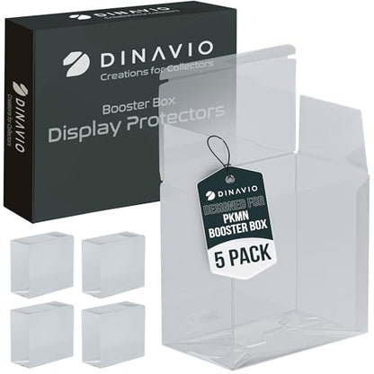 Plastic PKMN Booster Box Protector 5 Pack - Booster Box Case Display Protectors - Compatible with English Modern PKMN Booster Boxes - 0.5mm Thick (Pack of 5) - size: 5 Pack