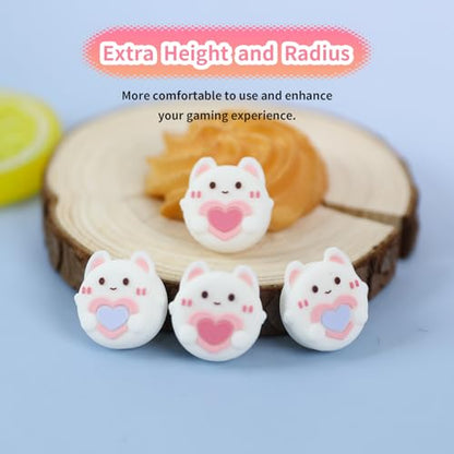 Heart Bunny Switch 2 Joycon Thumb Grips Caps, 4 PCS Cute Kawaii 3D Silicone Analog Thumbstick Button Cover for NS Switch 2 Joystick Caps - color: Heart Bunny for NS2