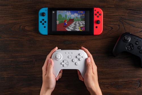 8BitDo 64 Bluetooth Controller for Analogue 3D, Switch 1/2, Windows&Android | Hall Effect Joystick, Turbo, Vibration - White - color: White