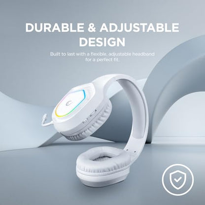 Rampage RM-K90 Wired Gaming Headset with Microphone – RGB Headphones with Mic, 50mm Drivers, Noise-Canceling for PC, PS4, PS5 & Laptop Gaming - color: White