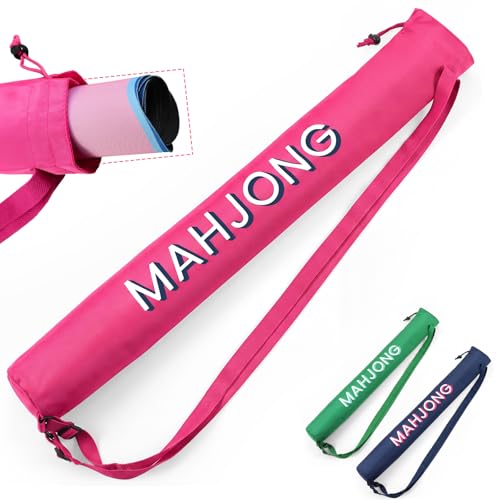 35 Inch Long Mahjong Mat Bag Waterproof Mahjong Mat Storage Carrying Bag Double Strapped Polyester Drawstring Lightweight Holder for Board Games Storage-mat Not Included(Rose Red) - color: Rose Red