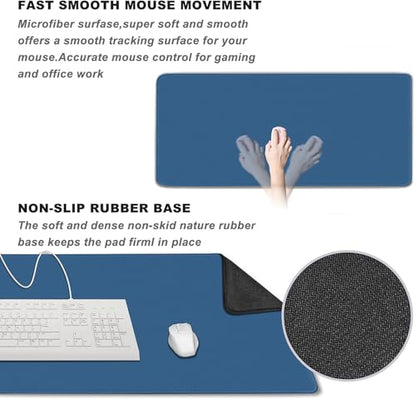 Large Gaming Mouse Pad, XXL Extended Computer Keyboard Mouse Mat with Stitched Edges, 31.5" x 15.7" Non-Slip Waterproof Rubber Base Office Big Long Mousepad for Work, Game, Office, Home, Blue - color: Blue