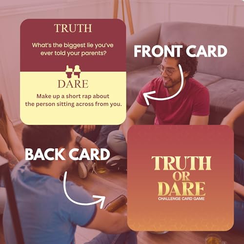 Superious Truth or Dare Challenge Card Family Game – Super Fun Party Card Games for Party Night, Travel Games, Playing Cards for Kids Games - Trivia Games for Kids and Adults - 50 Card