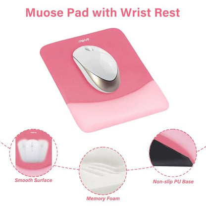 MOSISO Wrist Rest Support Mouse Pad & Keyboard Set, Melon Pink | Rectangular Ergonomic Mousepad, Non-Slip Base, Home/Office Pain Relief & Easy Typing, Neoprene Cloth & Raised Silicone Lining - color: Melon Pink