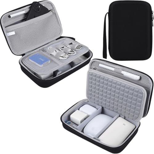 Hard Travel Electronic Organizer Case for MacBook Power Adapter Chargers Cables Power Bank Apple Magic Mouse Apple Pencil USB Flash Disk SD Card Hard Drive Waterproof Shockproof Carrying Bag, Black - color: Black