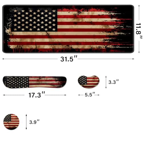 Desk Pad and Keyboard Wrist Rest, Large Mouse Pad + Keyboard Pad+Mouse Wrist Support, Non-Slip Desk Mat Protector for Office, Home 31.5×11.8 Inches National Flag - color: National Flag