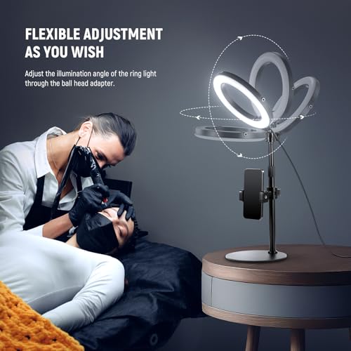NEEWER 8" 18W High Power Desk Ring Light with Stand & Phone Holder, Circle Selfie Ringlight for iPhone Streaming Vlogging Recording, Video Conference Lighting Kit for Laptop Computer Zoom Call, RH8B