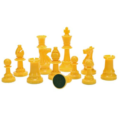 WE Games Color Bright Plastic Staunton Tournament Chess Pieces with 3.75 in. King - Half Chess Set of Chess Pieces Only, Yellow - color: Yellow