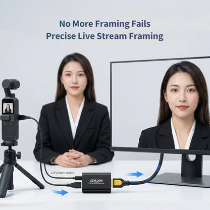 UVC to HDMI Converter 1080P 60Hz, Supports Camera Charging, USB Cameras Webcam Video Switcher to HDMI Video Output, for Live Streaming to TV, Monitor and HDMI Capture Card