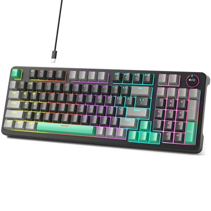 AK96 Mechanical Keyboard Smart Display & Knob, Top Mount 96% Wired Mechanical Keyboard USB-C, Hot Swappable, Software Support, Creamy Sounding, 96 Keys (Black) - color: Black