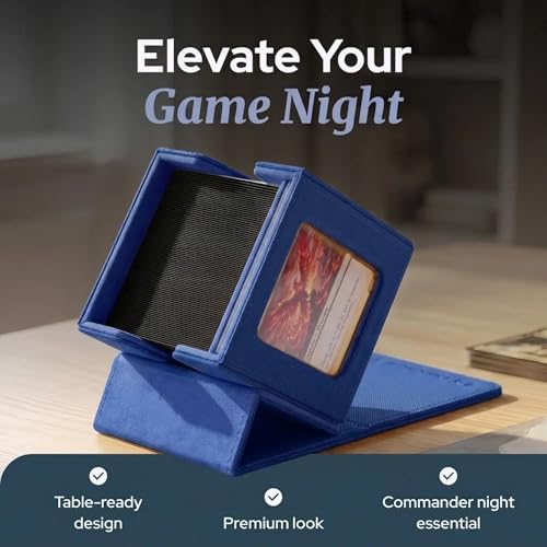Commander Deck Box MTG 100 Card Holder with Display Window Blue | PU leather, 4 N52 magnets, fits 100 double-sleeved cards, display window, durable, portable, secure closure - color: Blue, size: 110+