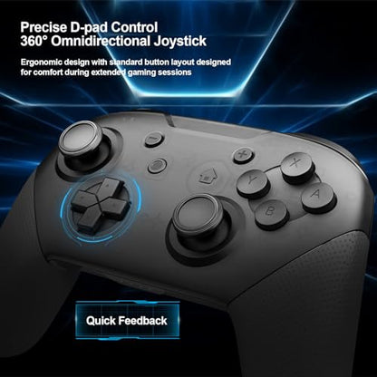Wireless Pro Controller Compatible with Switch/Switch Lite/Switch OLED, Switch Remote Gamepad with Joystick, Double Vibration, Wake Up and Screenshot Function