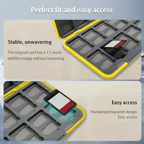 ONETIAOLONG Switch Game Case Holder for Switch 2 & OLED & Lite with 24 Cartridge Slots and 48 Micro SD Card Storage with Magnetic Closure,Protective Hard Shell and Soft Lining for Easy carrying - color: Yellow, style: 24-slots