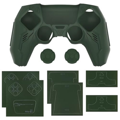 PlayVital Mecha Edition Silicone Cover Compatible with ps5 Controller with 2 Joystick Caps and 6 Stickers, Shockproof Non-Slip Grip Protector Accessories, Fits for ps5 Charging Station - Racing Green - color: Racing Green