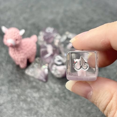 Sage's Portal Animal Familiars Resin DND Dice Set Polyhedral Dice Set for Dungeons and Dragons RPG Pathfinder Tabletop TTRPG (Llama+ Figurine) - color: Llama + Mini Figure, style: Dice Set +Mini Figure
