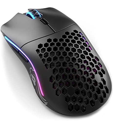 GLORIOUS Model O Wireless Gaming Mouse - Superlight, 69g Honeycomb Design, RGB, Ambidextrous, Lag Free 2.4GHz Wireless, Up to 71 Hours Battery - Matte Black - color: Black, style: Model O (Ambidextrous)