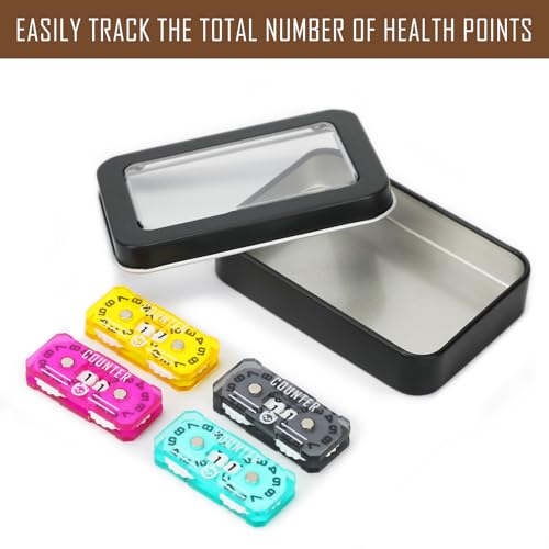 4Pcs MTG Life Counter Twin Digits with Metal Box, Tracker Life Counter for Board Games, Compatible with Magic the gatering Accessories RPG D&D CCG TCG Tabletop Board Games - color: C Color-4pcs