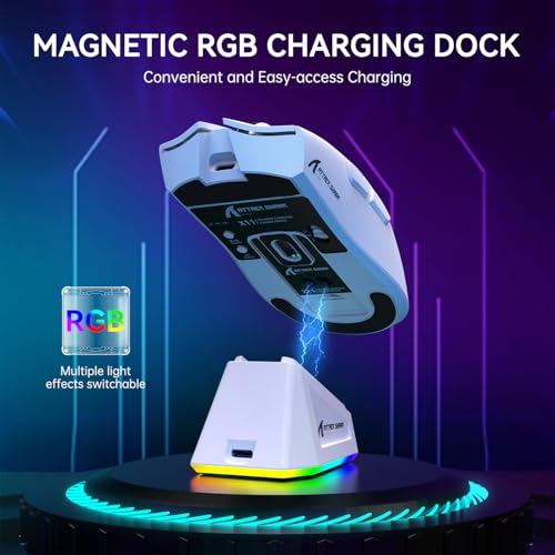 ATTACK SHARK X11 & X68 PRO HE Wireless Gaming Combo,Rapid Trigger Hall Effect Magnetic Switch 8K Keyboard,Ultra-Light 22K DPI PAW3311 Optical Sensor Mouse,RGB Backlit Tri-Mode with Coiled Cable-White - color: White