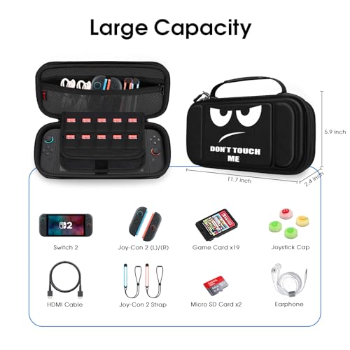 FINTIE Carrying Case for Nintendo Switch 2 (2025), Shockproof Hard Shell Switch 2 Case, Protective Cover Travel Bag with 19 Game Card & 2 Micro SD Card Slots & Inner Pocket, Dont Touch - color: dont touch