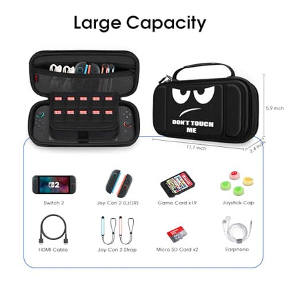 FINTIE Carrying Case for Nintendo Switch 2 (2025), Shockproof Hard Shell Switch 2 Case, Protective Cover Travel Bag with 19 Game Card & 2 Micro SD Card Slots & Inner Pocket, Dont Touch - color: dont touch