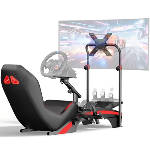DIWANGUS Sim Racing Cockpit with Monitor Mount - F1-Style Seating Position Racing Simulator Cockpit with Seat, Steel Racing Sim Cockpit for Logitech, Thrustmaster, Fanatec, MOZA