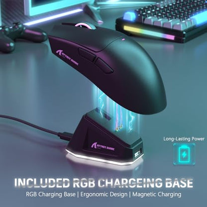 MAGIC-REFINER Attack Shark X11 59g Lightweight Wireless Gaming Mouse,RGB Magnetic Charging Dock,PixArt PAW3311,Tri-Mode-BT/2.4G Wireless/Wired Mouse,22000 DPI,5 Programmable Buttons for Pc/Mac(Black) - color: black