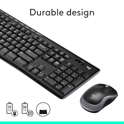 Logitech MK270 Full Size Wireless Keyboard and Mouse Combo - Black - color: Black, size: 1 Pack, style: Combo