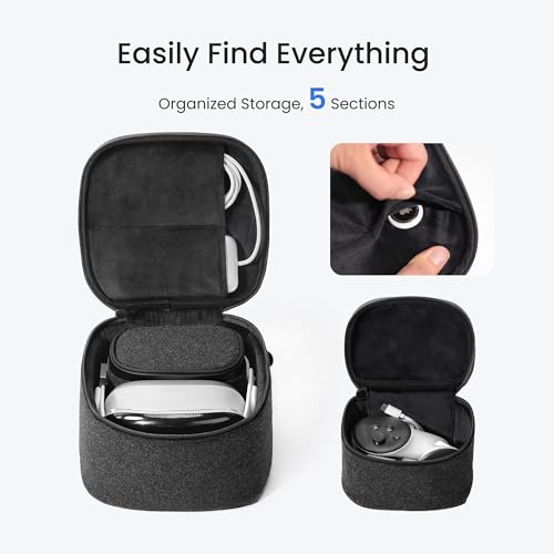 KIWI design P4 Carry Case for Quest/Vision, Fit Original Strap & Controller | A Compact and Light Case with 10-mm Protective Shell and Soft Lining for Vision Pro & Quest 3S/3/2, Not for Elite/Halo Strap