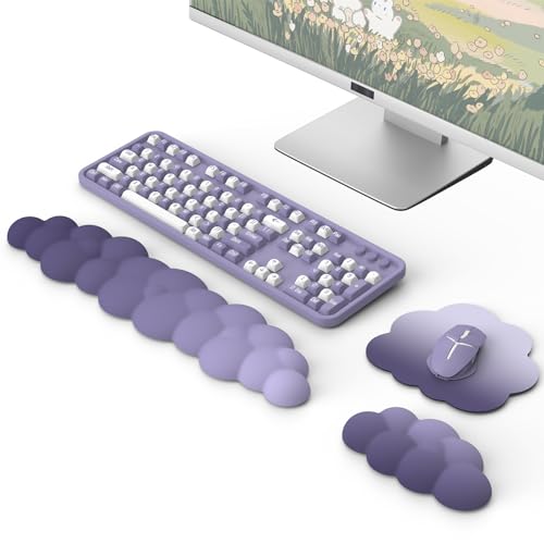 MoKo Cloud Wrist Rest for Keyboard and Mouse with Mouse Pad, Purple | Ergonomic Cloud Arm Keyboard Wrist Rest with Mouse Rest Wrist Pad, Durable Polyester, For Office, Gaming, Computer, Laptop - color: Gradient Purple