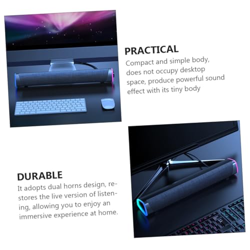 Angoily Sound Bar for Wired Speaker Dual Horn Design Immersive Gaming Sound Compact Laptop Speaker - color: Black