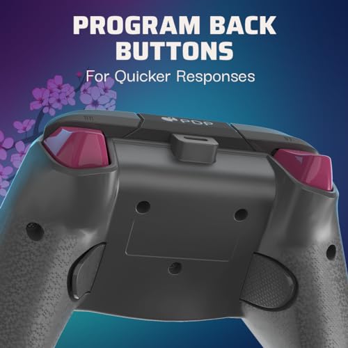 PDP Gaming REMATCH GLOW Enhanced Wired Controller: Licensed Gamepad for Xbox Series X|S, Xbox One, Windows PC, Mappable Back Buttons, Advanced Customizable App - Cherry Blossom (Pink Glow in the Dark) - color: Cherry Blossom (Glow in the Dark), style: Con