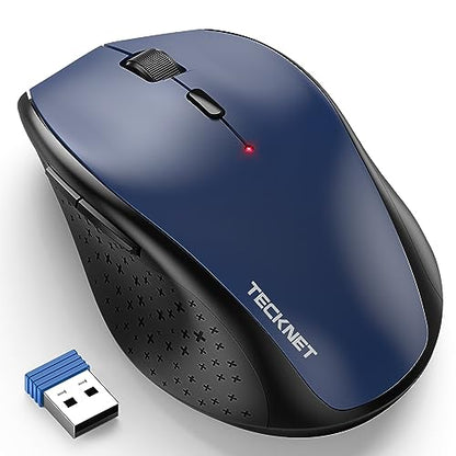 TECKNET 2.4G Wireless Mouse, 4800 DPI Ergonomic Computer Mouse, USB, Blue | Mouse for Laptop with USB Receiver, 6 Adjustable DPI, Quiet Click, 30-Month Battery, 6 Button, Portable for PC Chromebook Mac - color: Blue