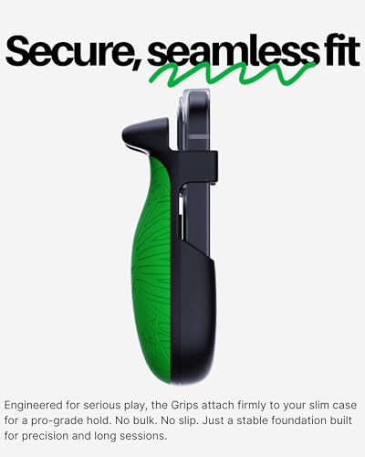 PUK Phone Gaming Grip - Black & Green Ergonomic Mobile Game Handle with Adhesive Pads - Mobile Game Controller Grip to Reduce Hand Fatigue - Android Phone Gaming Accessories
