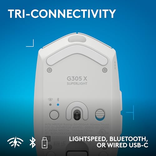 Logitech G305 X Superlight Wireless Gaming Mouse - White | Lightweight 59g, HERO 44K Sensor, RGB lighting, Lightspeed, Bluetooth, 130+ Hr battery life, 6 programmable buttons, PC/Mac - color: White, style: Superlight