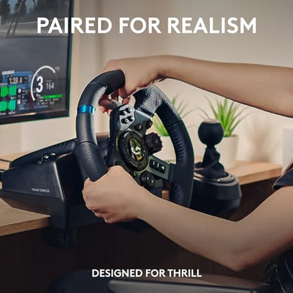 Logitech G923 Racing Wheel and Pedals, TRUEFORCE Force Feedback + Logitech G Driving Force Shifter - Real Leather, For PS5, PS4, PC, Mac - Black - style: Playstation|PC