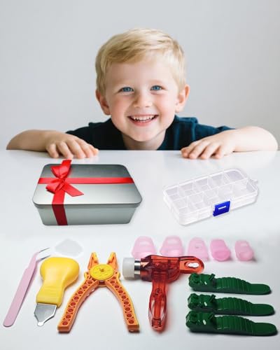 15PCS Remover Building Blocks Tool Kit - 3 PCS Brick Separator, Blocks Tool Suit, Multi-Functional Hammer, Red Gift Ribbon, Pliers, Tweezers, Finger Protectors with Iron-Box (Red) - color: Red