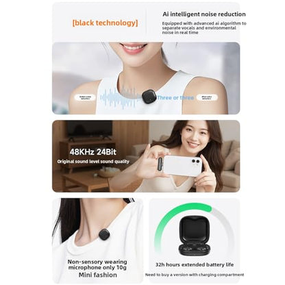 Wireless Microphone Lavalier for iPhone/Android PC with AI Noise Cancellation, Gaming Mic, Phone Mic, Interview Microphone of 48kHz/24bit Studio Sound - (Android) - color: Android