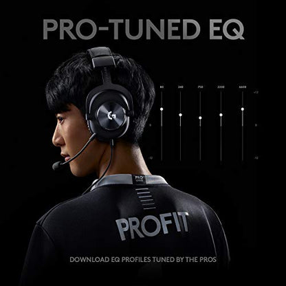 Logitech G PRO X Wired Gaming Headset - Black | Blue VO!CE Detachable Boom Mic, DTS 7.1, 50 mm Drivers, USB/3.5mm Aux, Spare Memory Foam Ear Pads, Bag & USB DAC Included - size: Wired, style: Classic