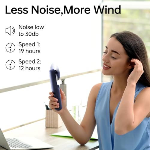 JISULIFE Portable Handheld Fan, 3 In 1-Fan, Power Bank, Flashlight, Blue | Mini Cooling Essential for Outdoor, Small, On-the-Go Pocket Hand Design, 19 Hours, Auto Shut-Off Safety Soft Blade - color: Blue