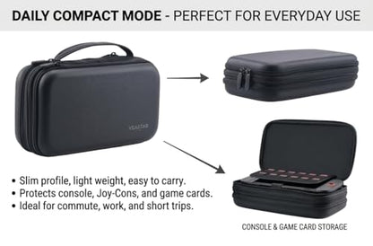 Veastar Switch 2 All in One Carrying Case in large storage capacity | Expandable storage feature ,Adjustable Organized storage, Fits dock and controllers, 2 in 1 mode for daily use and travel.