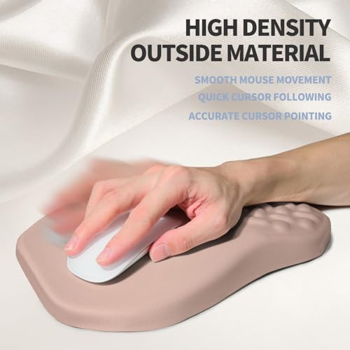 Ergonomic Raised Mouse Pad Wrist Support with Bilateral Slope Memory Foam Mousepad for Wrist Rest and Carpal Tunnel Pain Relief 11.8x7.9〃 Apricot Pink - color: Apricot Pink