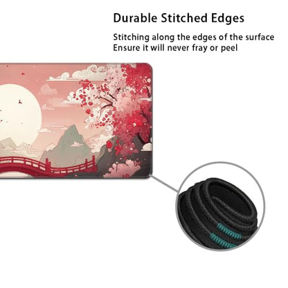 Desk Mat, Large Gaming Mouse Pad with Wrist Rest, 4 in1 XXL Mouse pad+Keyboard Wrist Rest+Mouse Pad Wrist Support+Cup Coaster Set, Ergonomic Desk Pad for Home Office, Japanese Sunrise - color: Japanese Sunrise
