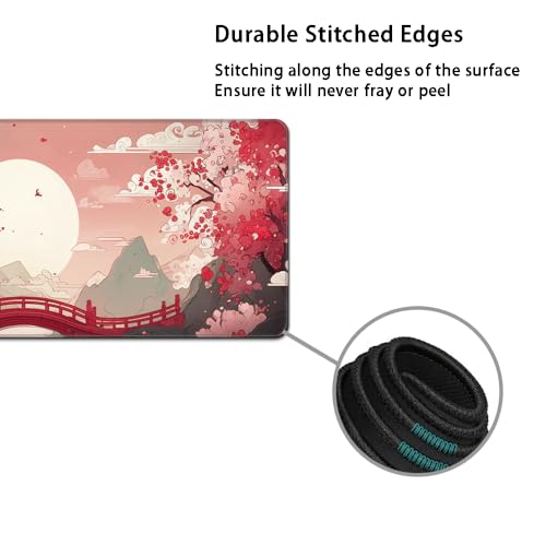 Desk Mat, Large Gaming Mouse Pad with Wrist Rest, 4 in1 XXL Mouse pad+Keyboard Wrist Rest+Mouse Pad Wrist Support+Cup Coaster Set, Ergonomic Desk Pad for Home Office, Japanese Sunrise - color: Japanese Sunrise