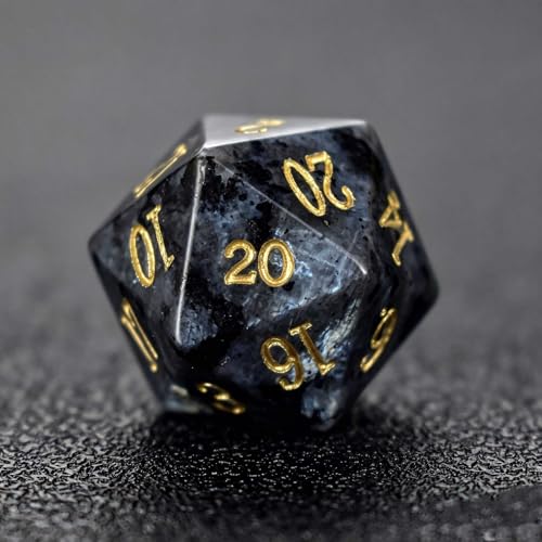 Natural Gemstone DND Dice Set,7 Pcs Labradorite Handmade Polyhedral D&D Dice with Gift Box for Dungeons and Dragons MTG Role Playing Games (Labradorite) - color: Os90