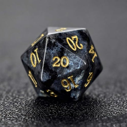 Natural Gemstone DND Dice Set,7 Pcs Labradorite Handmade Polyhedral D&D Dice with Gift Box for Dungeons and Dragons MTG Role Playing Games (Labradorite) - color: Os90