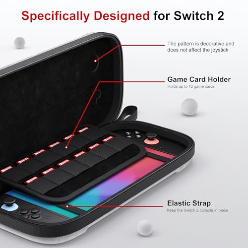 STARTRC GAMES Slim Carrying Case for Nintendo Switch 2 2025, Hard Shell Travel Case with 12 Game Card Slots, Portable Carry Bag for Switch 2 Console White - color: White
